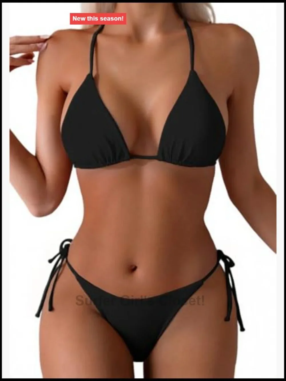 Triangle Bikini Top Halter Padded Push Up String Swimsuit Top